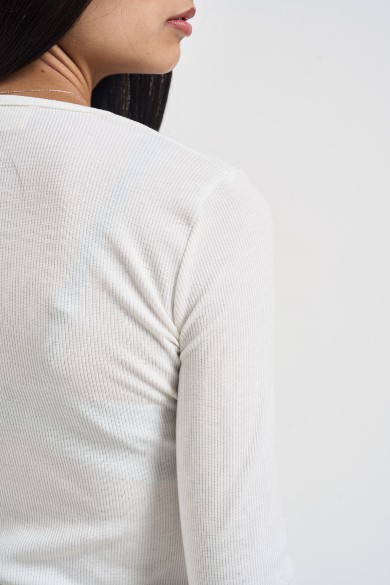 Maglia donna a costine con scollo rotondo bianca UAC0044 NATURALE VICOLO 