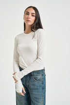 Maglia donna a costine bianca UAC0064 NATURALE VICOLO 