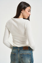Maglia donna a costine bianca UAC0064 NATURALE VICOLO 
