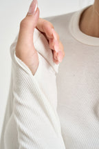 Maglia donna a costine bianca UAC0064 NATURALE VICOLO 