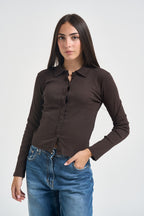 Maglia donna polo a costine fondente UAC0082 FONDENTE VICOLO 