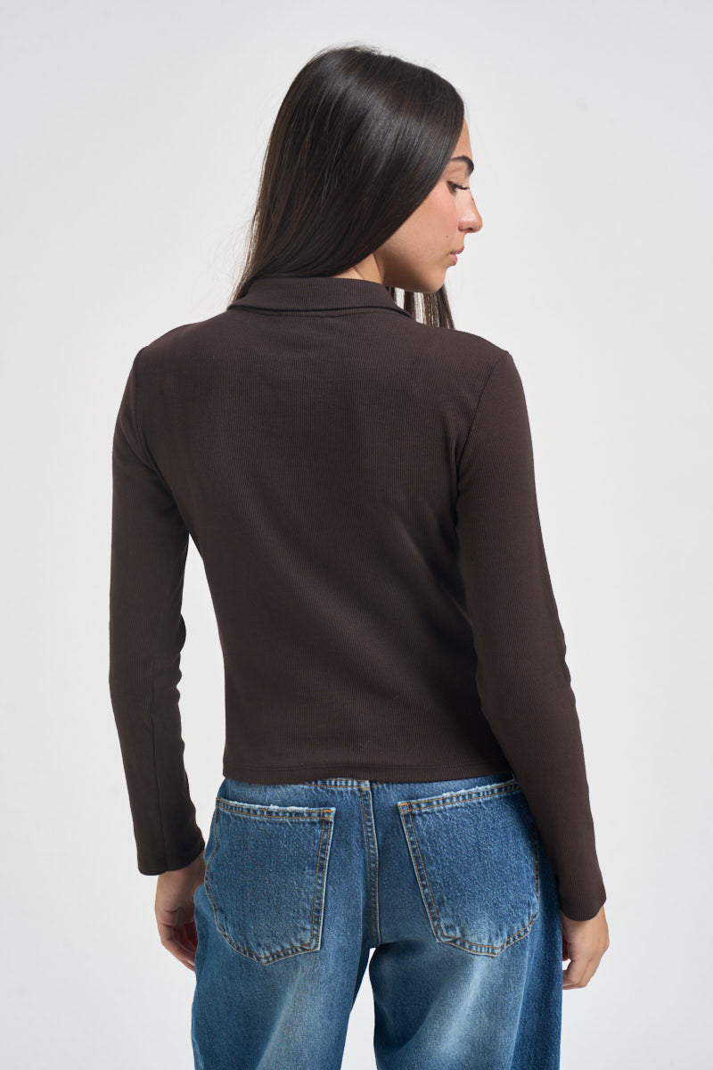 Maglia donna polo a costine fondente UAC0082 FONDENTE VICOLO 