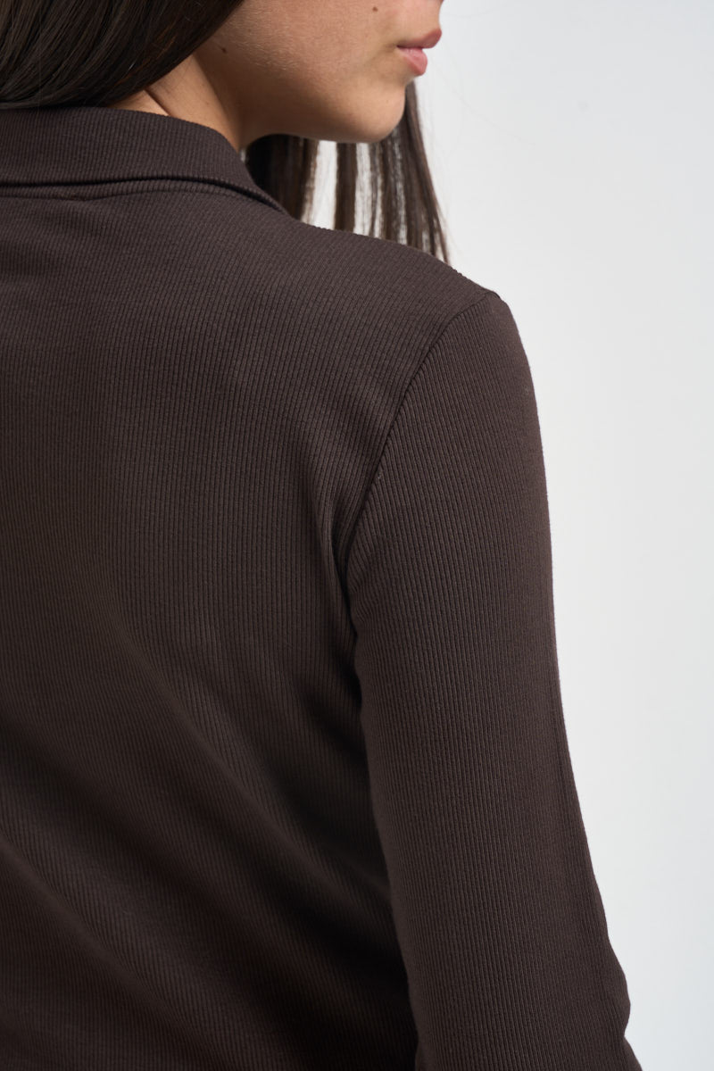 Maglia donna polo a costine fondente UAC0082 FONDENTE VICOLO 