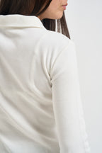 Maglia donna polo a costine bianco latte UAC0082 NATURALE VICOLO 