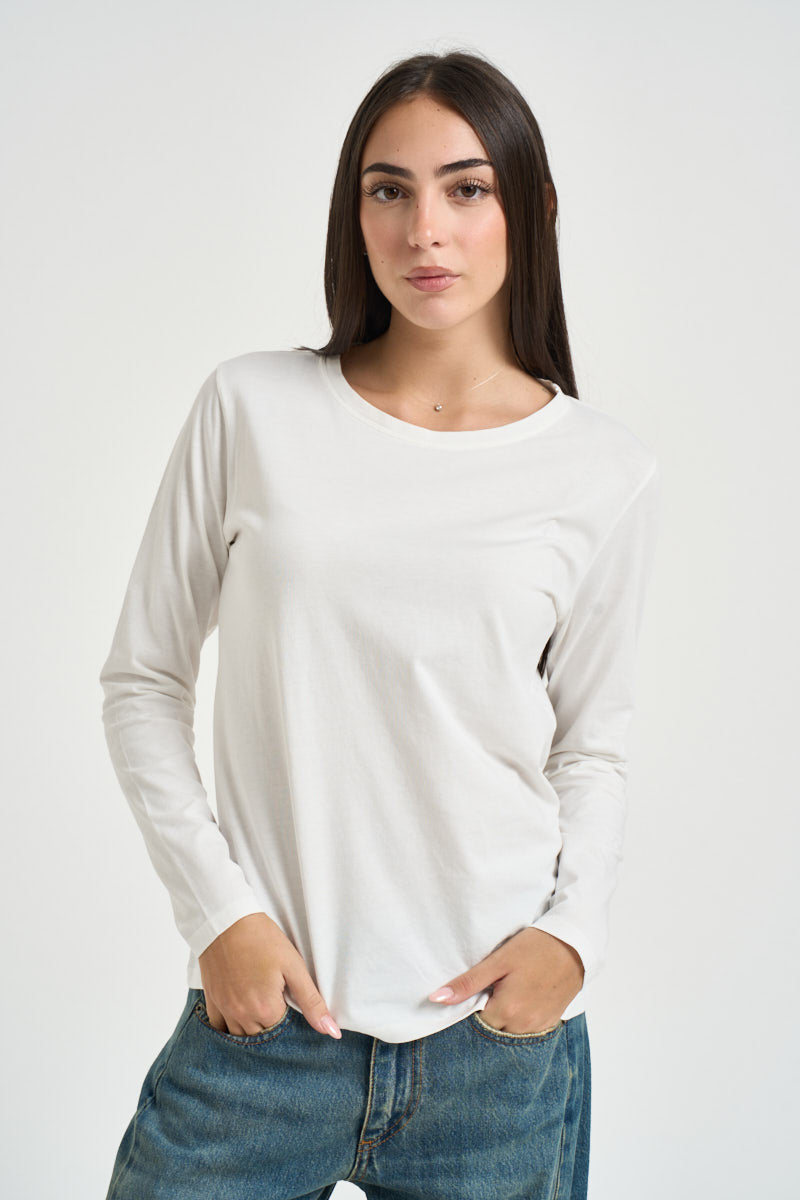 T-shirt donna a maniche lunghe bianca UAC0098 NATURALE VICOLO 