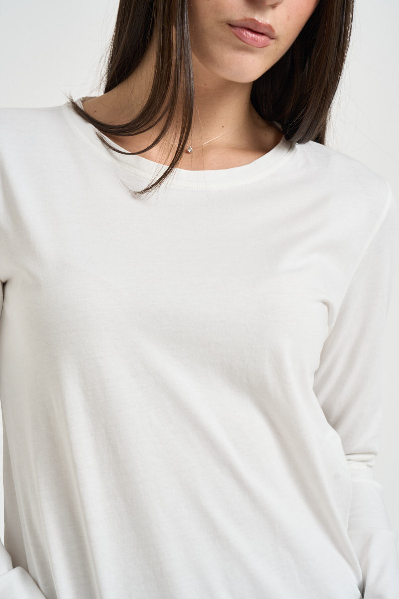 T-shirt donna a maniche lunghe bianca UAC0098 NATURALE VICOLO 