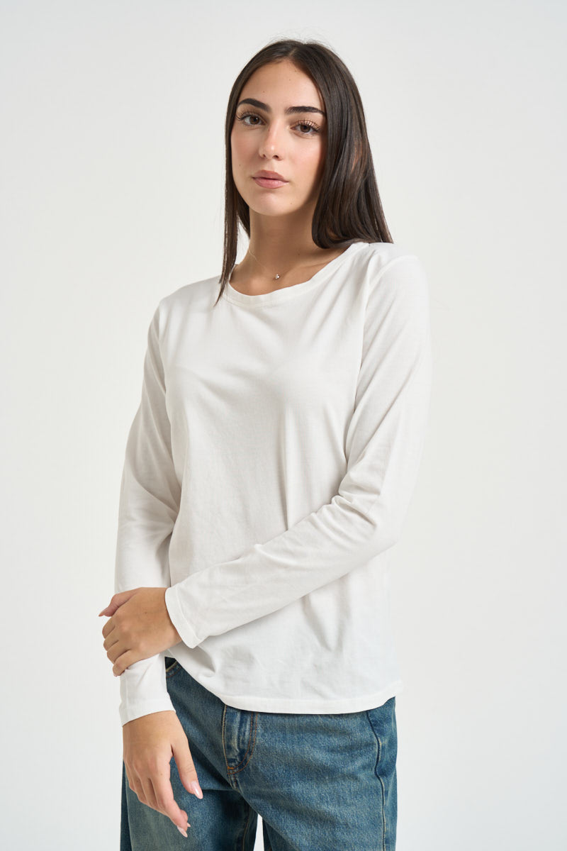 T-shirt donna a maniche lunghe bianca UAC0098 NATURALE VICOLO 