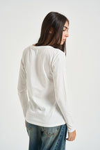 T-shirt donna a maniche lunghe bianca UAC0098 NATURALE VICOLO 