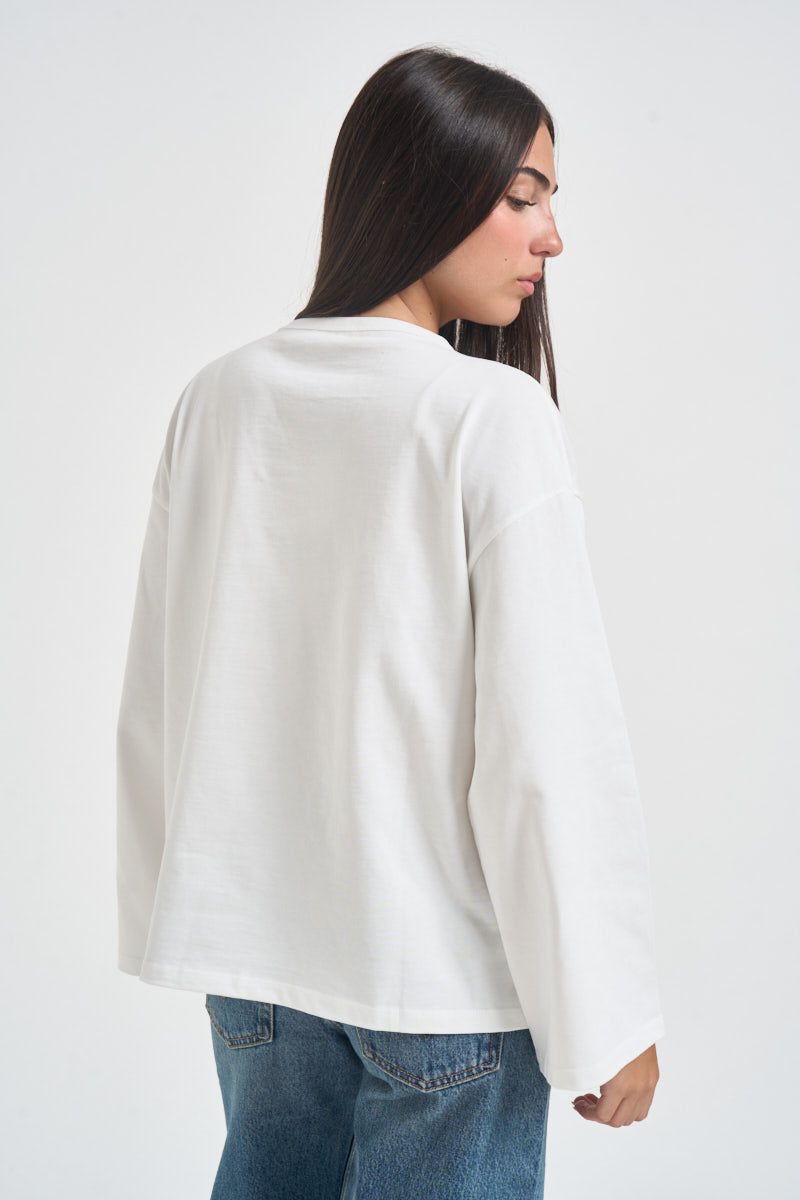 T-shirt donna girocollo bianca UAC0118 NATURALE VICOLO 