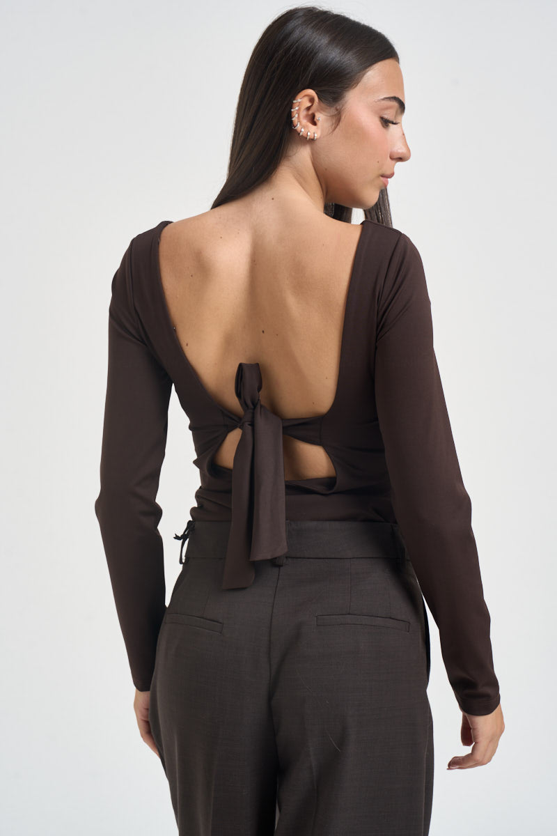 Body donna moro con fiocco sul retro UAC0124 MORO VICOLO 