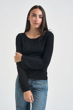 T-shirt donna maniche svasate nera UAC0136 NERO VICOLO 