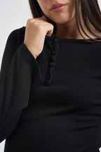 T-shirt donna maniche svasate nera UAC0136 NERO VICOLO 