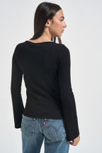 T-shirt donna maniche svasate nera UAC0136 NERO VICOLO 