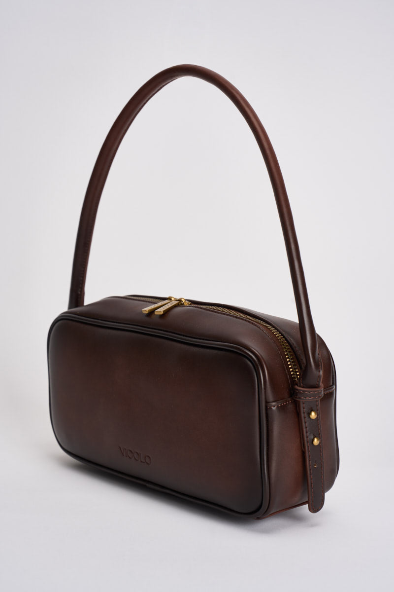 Borsa donna rettangolare a spalla marrone XAC0004 MOKA VICOLO 