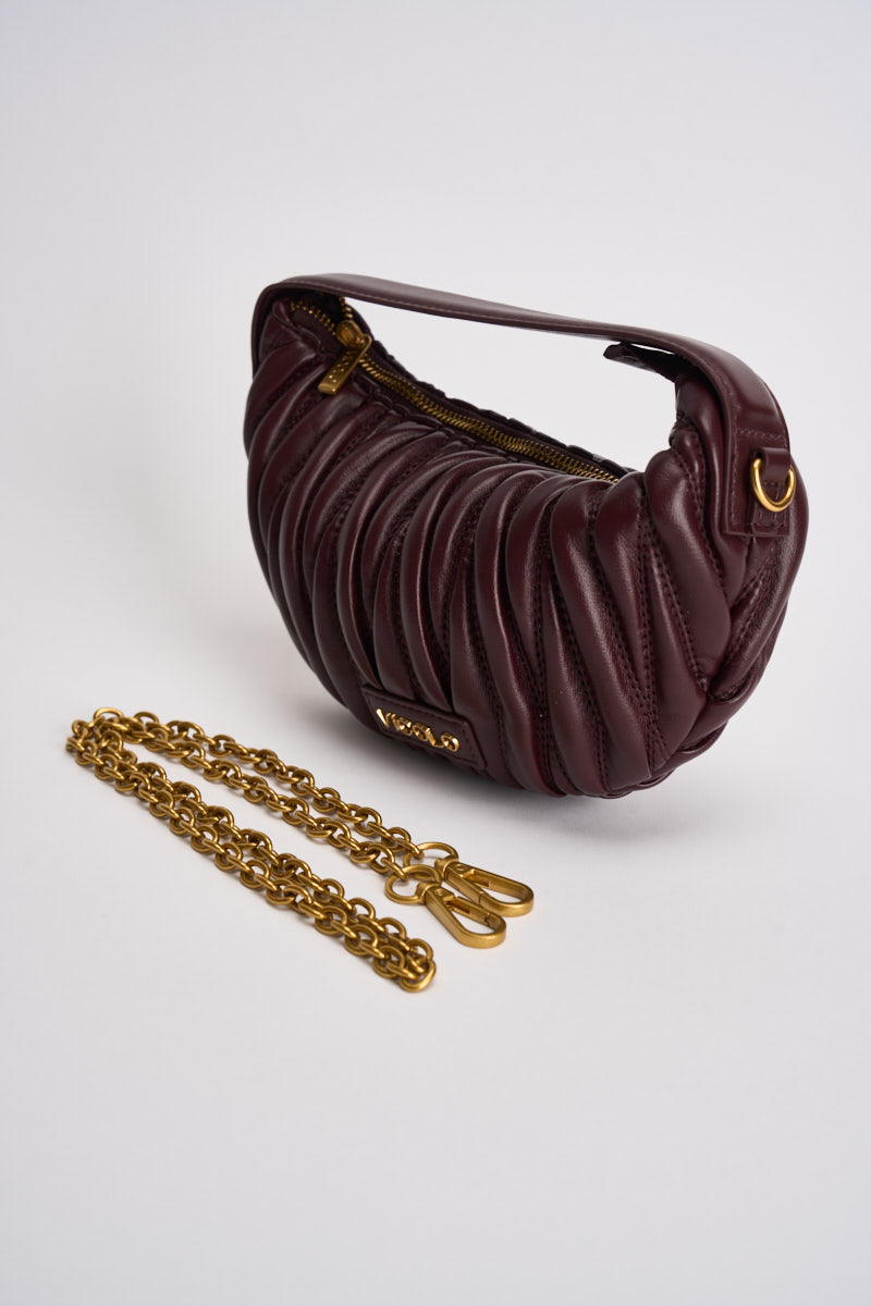 Borsa donna mezzaluna a spalla melanzana XAC0051 MELANZANA VICOLO 