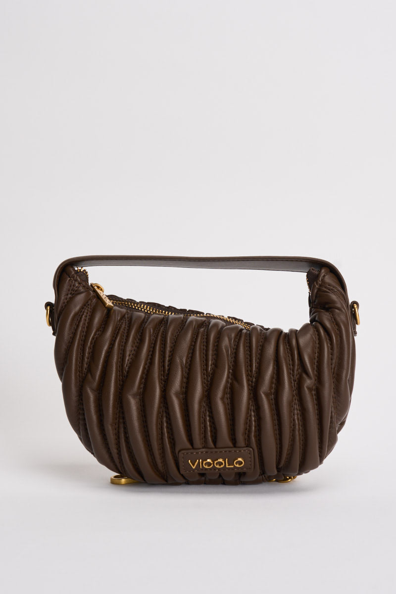 Borsa donna mezzaluna a spalla marrone chiaro XAC0051 MOKA VICOLO 