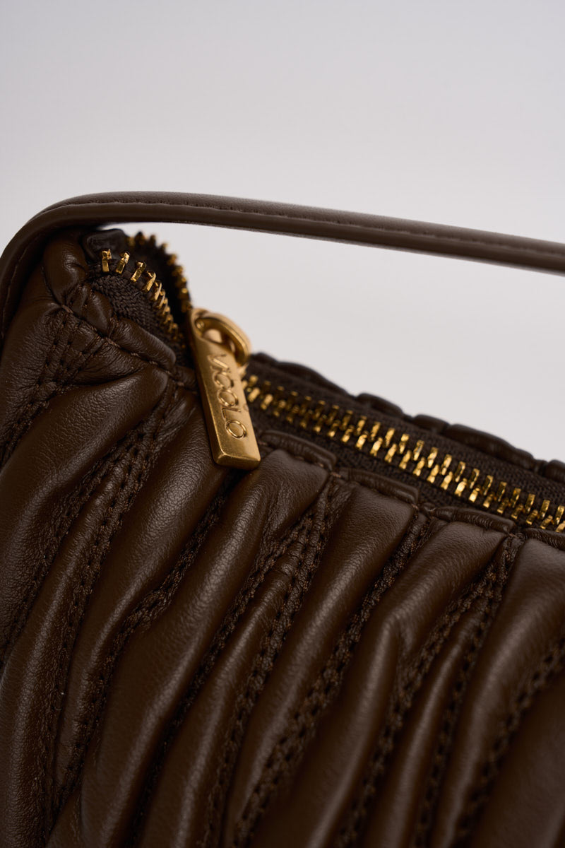 Borsa donna mezzaluna a spalla marrone chiaro XAC0051 MOKA VICOLO 