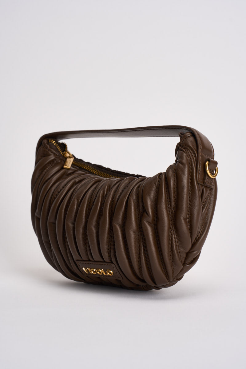 Borsa donna mezzaluna a spalla marrone chiaro XAC0051 MOKA VICOLO 
