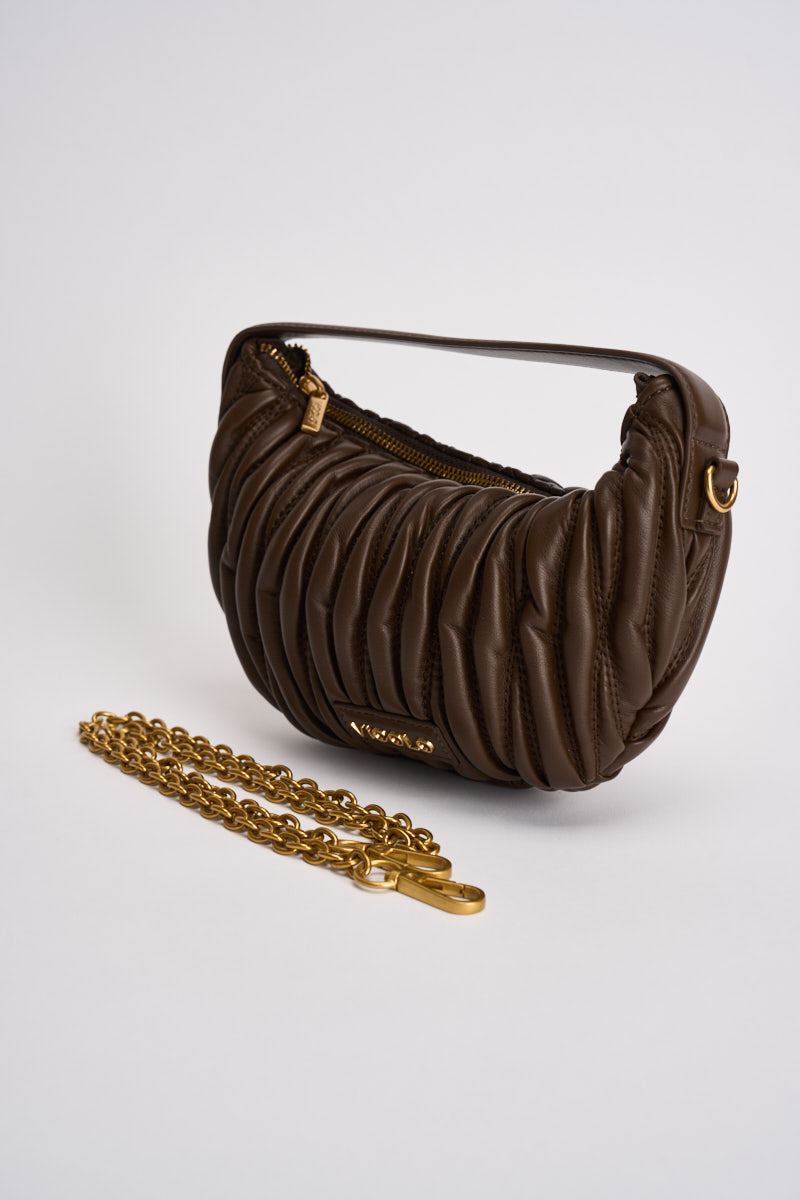 Borsa donna mezzaluna a spalla marrone chiaro XAC0051 MOKA VICOLO 