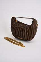 Borsa donna mezzaluna a spalla marrone chiaro XAC0051 MOKA VICOLO 