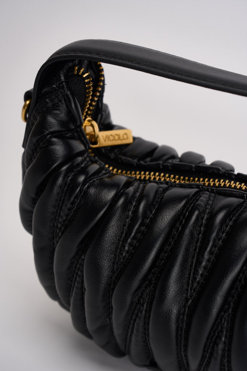 Borsa donna mezzaluna a spalla nera XAC0051 NERO VICOLO 
