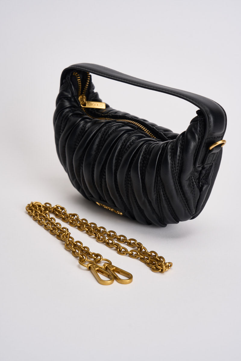Borsa donna mezzaluna a spalla nera XAC0051 NERO VICOLO 
