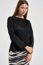 Blusa donna girocollo nera C049B NERO VITTO 