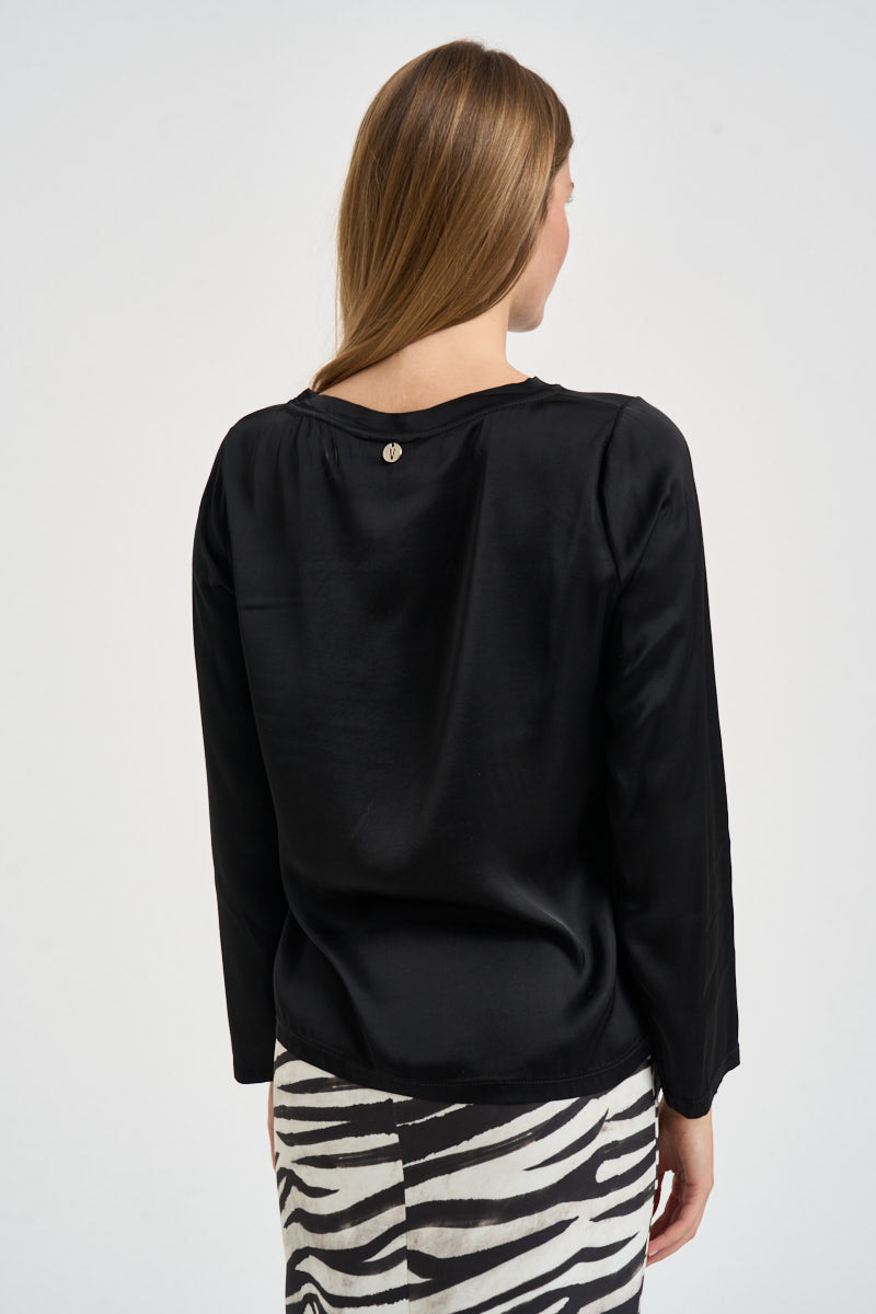 Blusa donna girocollo nera C049B NERO VITTO 