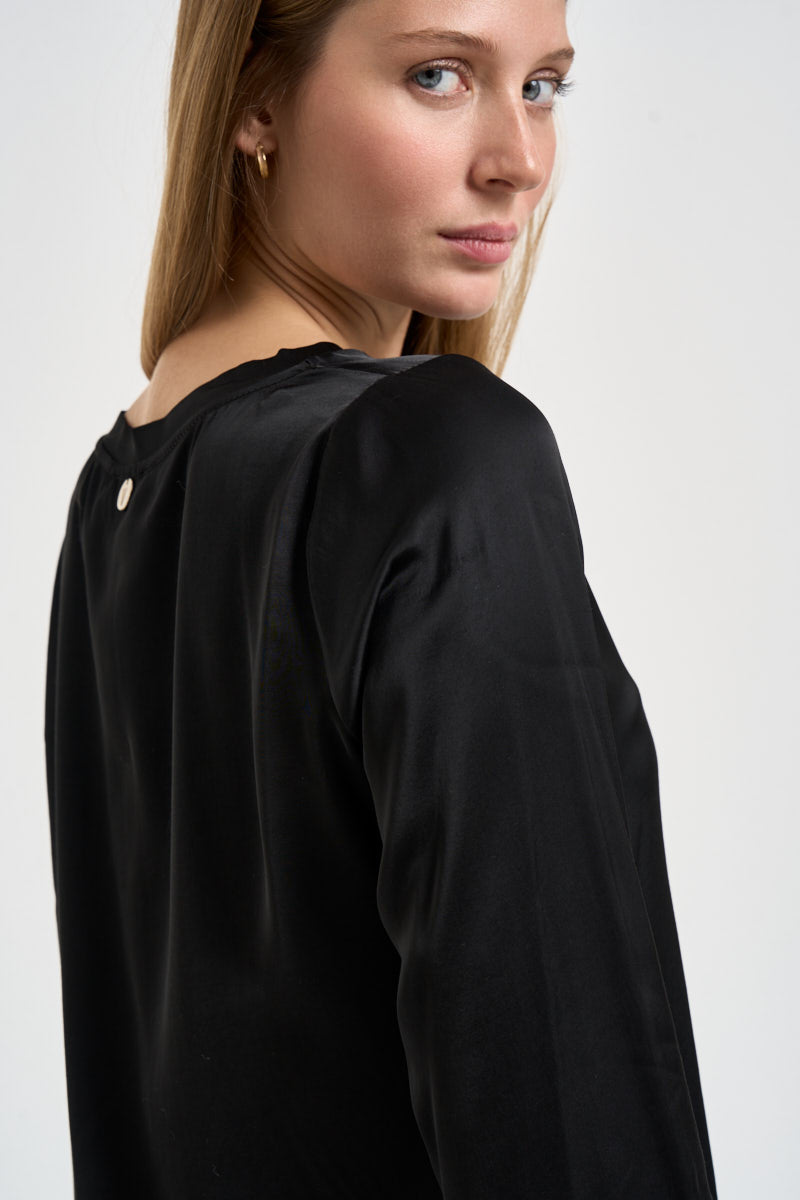 Blusa donna girocollo nera C049B NERO VITTO 