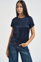 T-shirt donna satinata blu FA705B BLU VITTO 