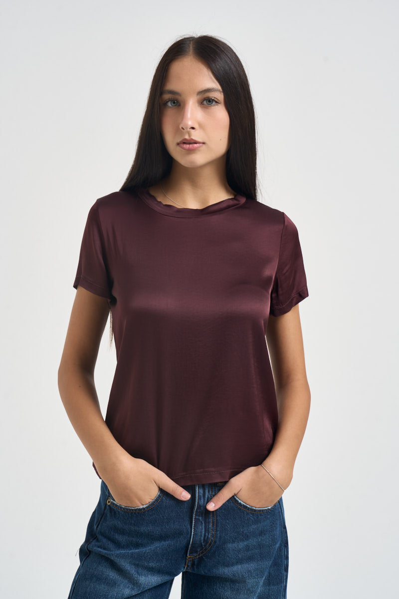 T-shirt donna satinata vino FA705B BRUNELLO VITTO 