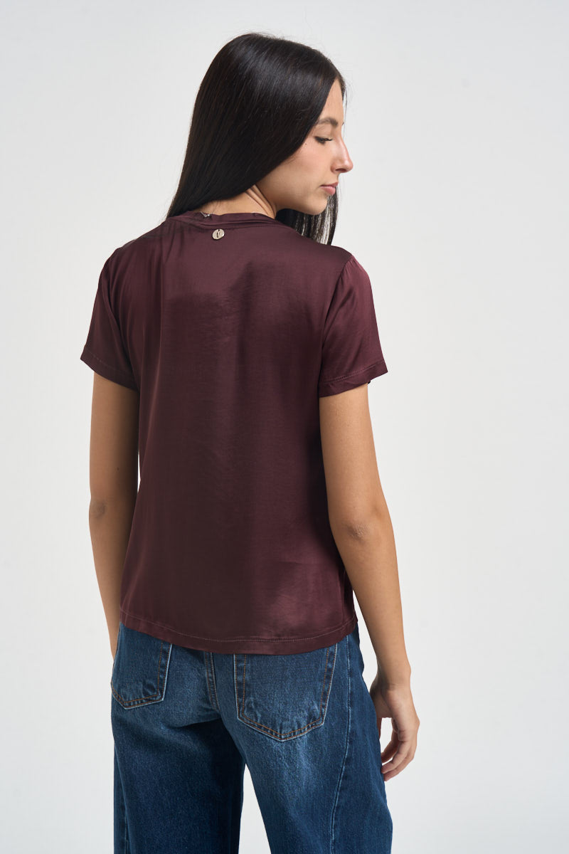 T-shirt donna satinata vino FA705B BRUNELLO VITTO 