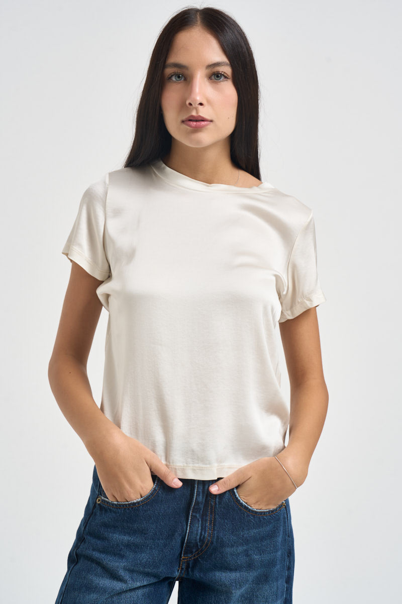 T-shirt donna satinata panna FA705B BURRO VITTO 