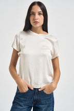 T-shirt donna satinata panna FA705B BURRO VITTO 