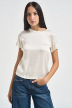 T-shirt donna satinata panna FA705B BURRO VITTO 