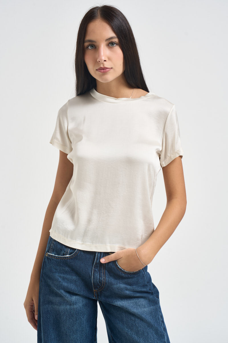 T-shirt donna satinata panna FA705B BURRO VITTO 