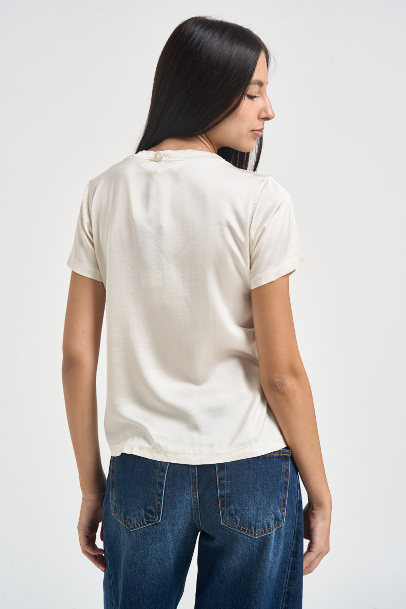 T-shirt donna satinata panna FA705B BURRO VITTO 
