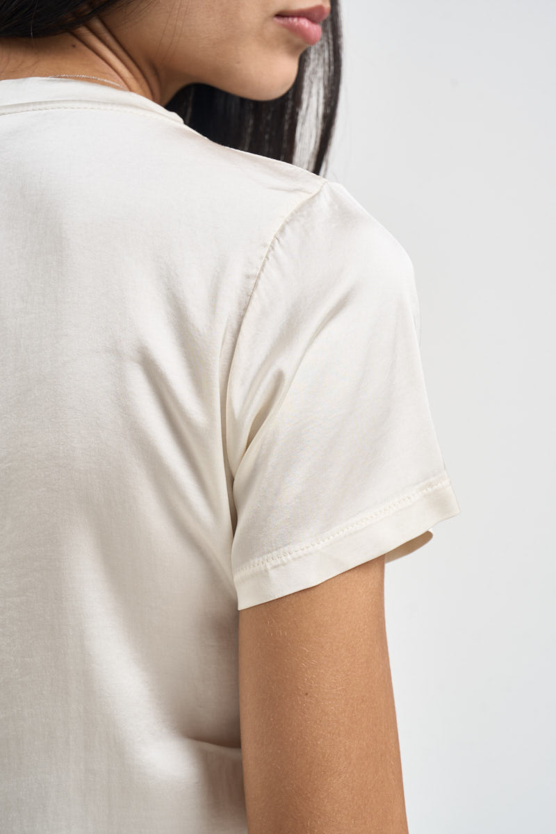 T-shirt donna satinata panna FA705B BURRO VITTO 