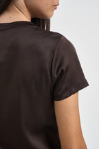 T-shirt donna satinata marrone scuro FA705B MOKA VITTO 