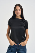 T-shirt donna satinata nera FA705B NERO VITTO 