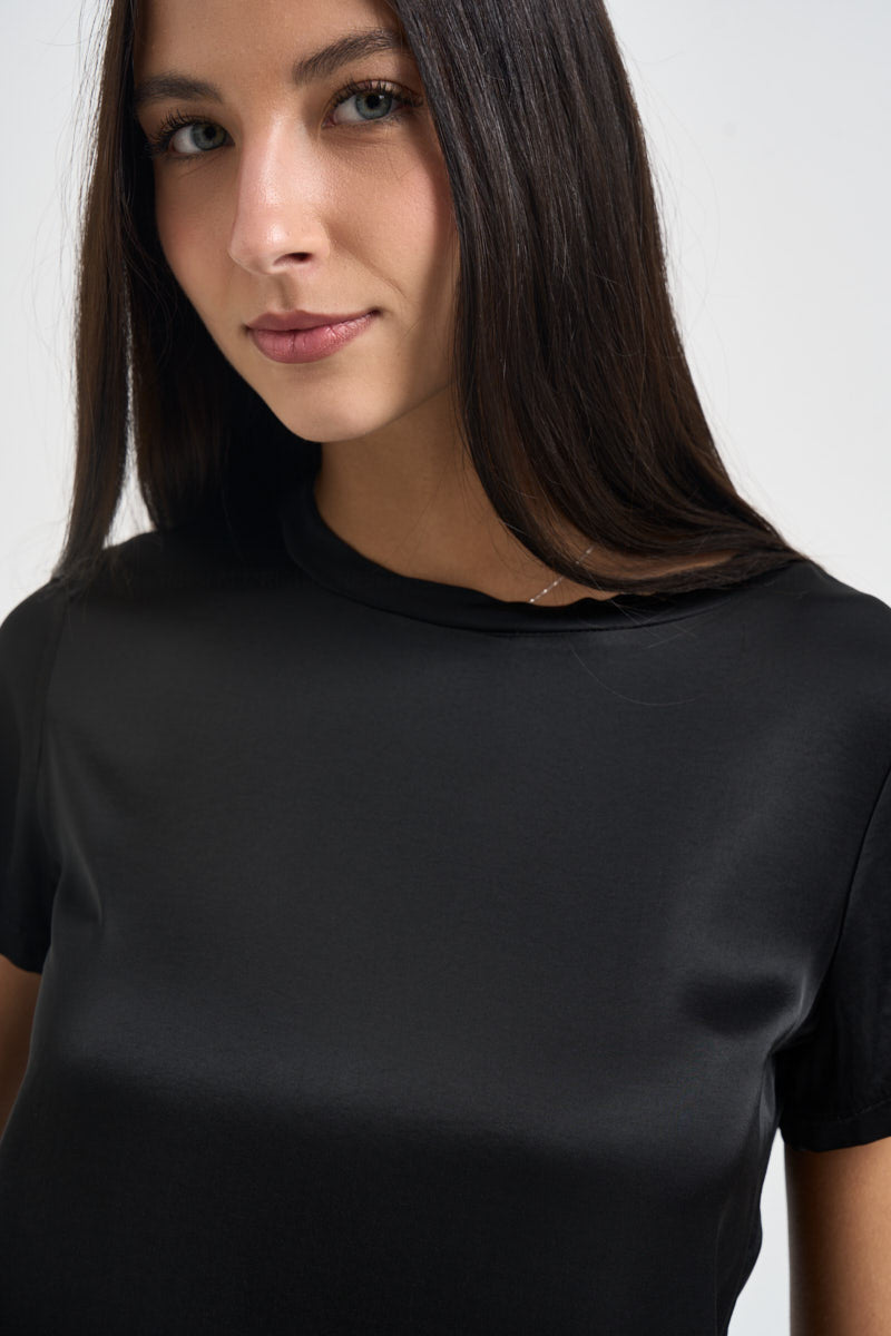 T-shirt donna satinata nera FA705B NERO VITTO 