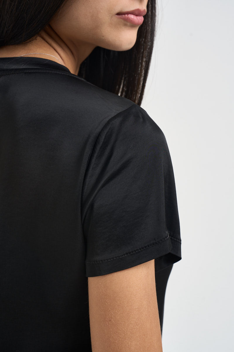 T-shirt donna satinata nera FA705B NERO VITTO 