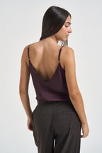 Top donna con pizzo melanzana G109T BURGUNDY VITTO 