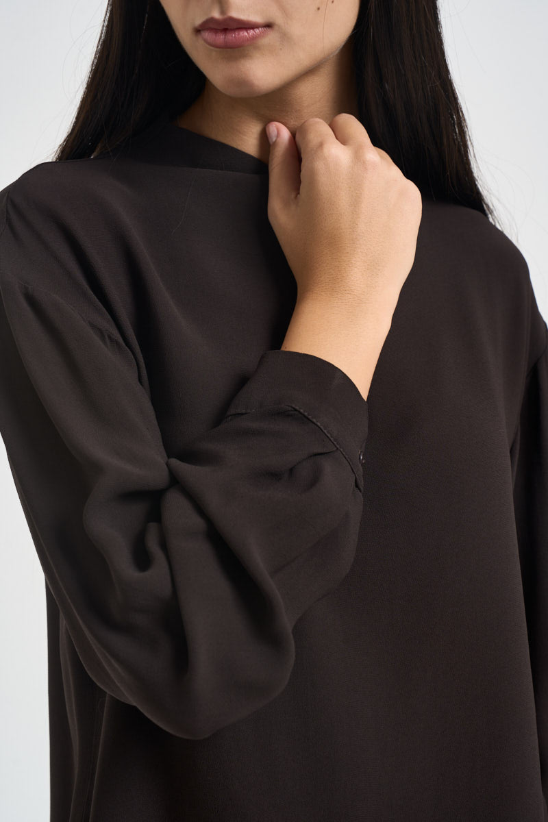 Blusa donna a collo alto marrone H481B MOKA VITTO 