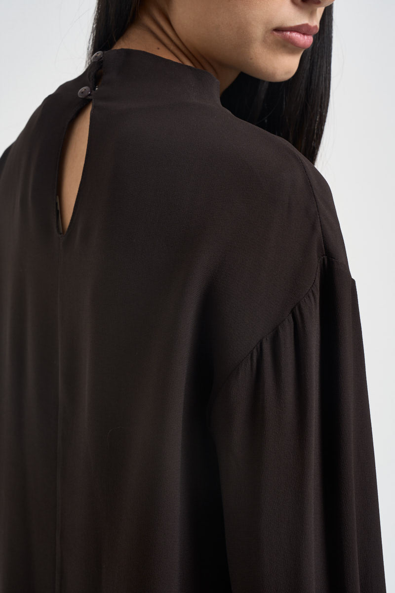 Blusa donna a collo alto marrone H481B MOKA VITTO 