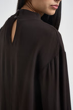 Blusa donna a collo alto marrone H481B MOKA VITTO 