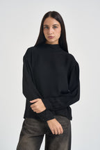 Blusa donna a collo alto nera H481B NERO VITTO 