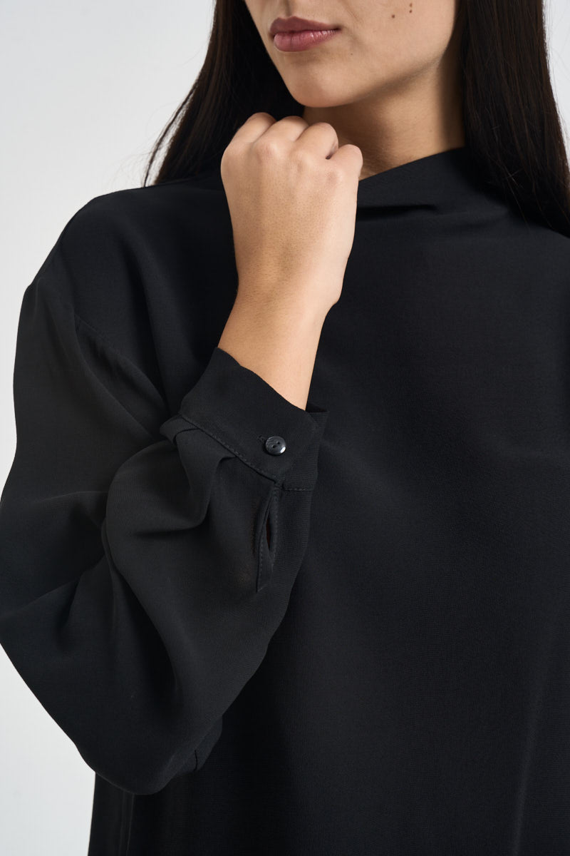 Blusa donna a collo alto nera H481B NERO VITTO 