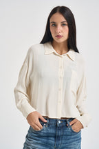 Camicia donna cropped bianco latte H484C BURRO VITTO 
