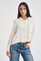Camicia donna cropped bianco latte H484C BURRO VITTO 